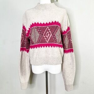 & Other Stories Paris Atelier Wool Blend Fair Isle Mock Neck Cropped Sweater Sml